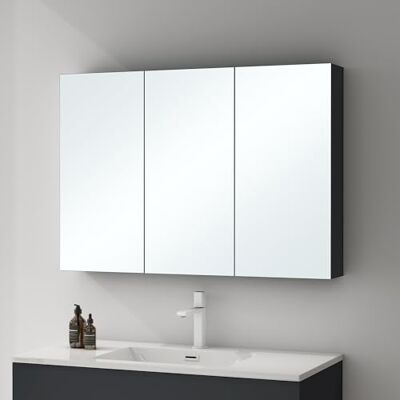 Mai & Mai Wandkast antraciet mat met led-spiegel badkamer 100 cm Mai & Mai Wandkast antraciet mat met led-spiegel badkamer 100 cm