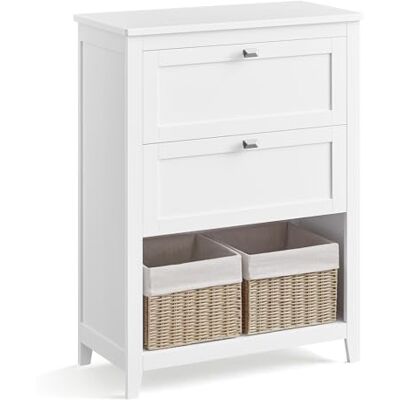 VASAGLE Badkamermeubel, Opbergmeubel, 2 Laden met 1 Verstelbaar Verdeelschot, 2 Manden, Dressoir, 30 x 60 x 80 cm, Wolkenwit BBC545W02 VASAGLE Badkamermeubel, Opbergmeubel, 2 Laden met 1 Verstelbaar Verdeelschot, 2 Manden, Dressoir, 30 x 60 x 80 cm, Wolkenwit BBC545W02