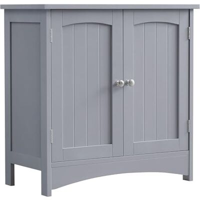 VASAGLE Wastafelonderkast met 2 deuren, 30 x 60 x 60 cm Wastafelmeubel, verstelbaar rek, landelijke stijl, duifgrijs, collectie SOFIE BBC001P36 VASAGLE Wastafelonderkast met 2 deuren, 30 x 60 x 60 cm Wastafelmeubel, verstelbaar rek, landelijke stijl, duifgrijs, collectie SOFIE BBC001P36