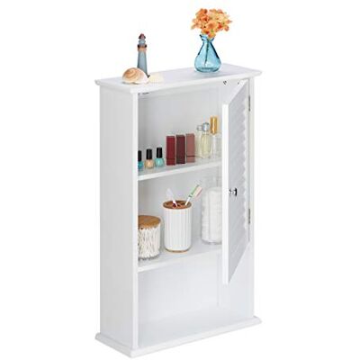 Relaxdays 10032188 Badkamerkast met 3 vakken, lamellendeur, lage diepte, 70 x 42 x 16,5 cm (h x b x d), ruimtebesparend, wit Relaxdays 10032188 Badkamerkast met 3 vakken, lamellendeur, lage diepte, 70 x 42 x 16,5 cm (h x b x d), ruimtebesparend, wit