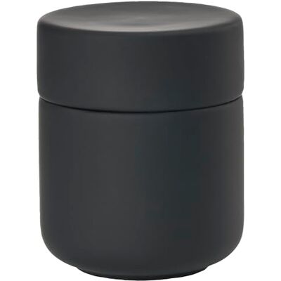 Zone Ume Keramische doos met deksel voor badkamer, badkamerdecoratie, mooie opbergdoos, keramiek, diameter 8,3 cm, hoogte 10,3 cm, zwart Zone Ume Keramische doos met deksel voor badkamer, badkamerdecoratie, mooie opbergdoos, keramiek, diameter 8,3 cm, hoogte 10,3 cm, zwart