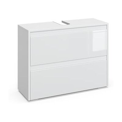 Vicco Enkele wastafelonderkast "Majest", hoogglans wit, 80,1 x 62 cm Met 2 laden, voor installatie onder de wastafel voor het opbergen van de badkamer Vicco Enkele wastafelonderkast "Majest", hoogglans wit, 80,1 x 62 cm Met 2 laden, voor installatie onder de wastafel voor het opbergen van de badkamer