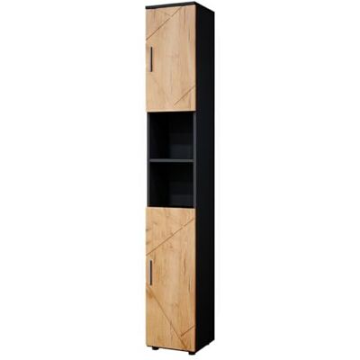 Vicco hoge kast badmeubel badkamerkast Irma antraciet eiken 2 deuren plank 6 vakken Vicco hoge kast badmeubel badkamerkast Irma antraciet eiken 2 deuren plank 6 vakken
