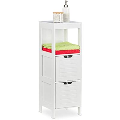 Relaxdays Badkamerkast 2 laden 1 plank wit 90 x 30 x 30 cm Relaxdays Badkamerkast 2 laden 1 plank wit 90 x 30 x 30 cm