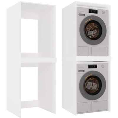 CDF Wasmachinekast dubbel en wasdroger, hoge badkamermeubel, rek, modern, stapelmeubel voor badkamer, keuken, wasruimte, wit, 64 x 64 x 180 cm CDF Wasmachinekast dubbel en wasdroger, hoge badkamermeubel, rek, modern, stapelmeubel voor badkamer, keuken, wasruimte, wit, 64 x 64 x 180 cm