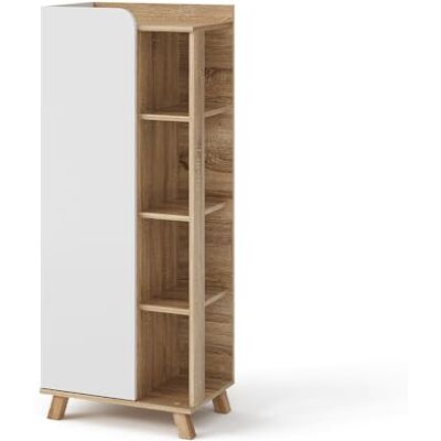 Vicco Badkamermeubel "Karen", Sonoma/wit, 50 x 128 cm Met deur en open vakken voor het opbergen van badkameraccessoires en handdoeken Vicco Badkamermeubel "Karen", Sonoma/wit, 50 x 128 cm Met deur en open vakken voor het opbergen van badkameraccessoires en handdoeken