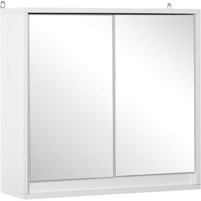 HOMCOM Wandkast, spiegel, badkamer, 2 planken, 48 x 14 x 45 cm, wit MDF-spaanplaat HOMCOM Wandkast, spiegel, badkamer, 2 planken, 48 x 14 x 45 cm, wit MDF-spaanplaat