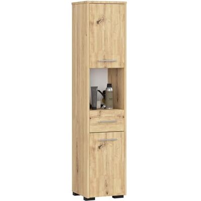 AKORD Badkamerzuil dun 30 cm, met 2 deuren en 1 lade, hoge badkamerkast, badkamercommode, b 30 x h 140 x d 30 cm, gewicht 21,30 kg, ambachtelijk eiken AKORD Badkamerzuil dun 30 cm, met 2 deuren en 1 lade, hoge badkamerkast, badkamercommode, b 30 x h 140 x d 30 cm, gewicht 21,30 kg, ambachtelijk eiken