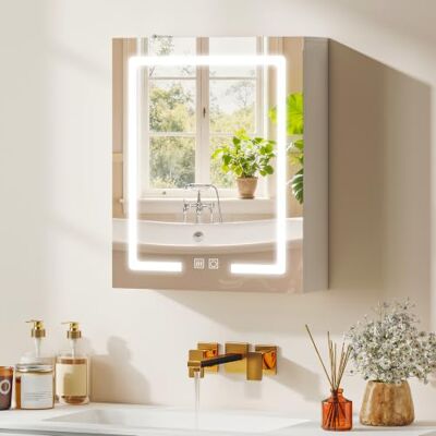 HOMCOM Wandkast voor badkamer, spiegel, ledverlichting, 50 x 15 x 60 cm Badkamermeubel, anti-condens, verstelbare planken, 3 lichttemperaturen, aanraakschakelaar HOMCOM Wandkast voor badkamer, spiegel, ledverlichting, 50 x 15 x 60 cm Badkamermeubel, anti-condens, verstelbare planken, 3 lichttemperaturen, aanraakschakelaar