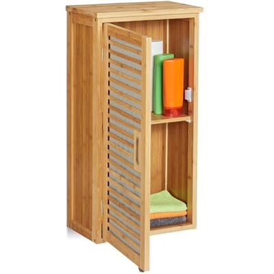Relaxdays , Natuurlijke hangkast voor badkamer, bamboe, 2 vakken, verstelbare etages, 66 x 35 x 20 cm, 1 element Relaxdays , Natuurlijke hangkast voor badkamer, bamboe, 2 vakken, verstelbare etages, 66 x 35 x 20 cm, 1 element