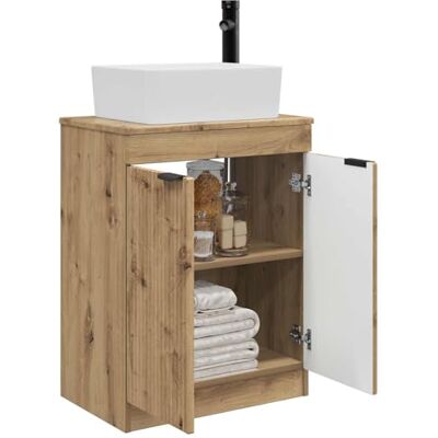vidaXL Badkamerkast met wastafel, handgemaakt eiken, 54 x 35 x 83 cm, moderne badkameropslag, wastafelmeubel, houttechniek, praktische benodigdheden, oplossingen voor thuiskantoor vidaXL Badkamerkast met wastafel, handgemaakt eiken, 54 x 35 x 83 cm, moderne badkameropslag, wastafelmeubel, houttechniek, praktische benodigdheden, oplossingen voor thuiskantoor