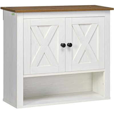 kleankin Wandkast, badkamerkast, hangende toiletkast met deurkast en open vak, hoge badkamerkast, afmetingen: 60 x 19,5 x 52,5 cm, wit kleankin Wandkast, badkamerkast, hangende toiletkast met deurkast en open vak, hoge badkamerkast, afmetingen: 60 x 19,5 x 52,5 cm, wit