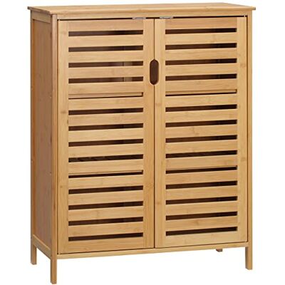 kleankin Badkamermeubel van bamboe, badkamerkast 3 niveaus met dubbele lattendeur, opbergkast voor woonkamer, slaapkamer, toilet, 68 x 32 x 86 cm, naturel kleankin Badkamermeubel van bamboe, badkamerkast 3 niveaus met dubbele lattendeur, opbergkast voor woonkamer, slaapkamer, toilet, 68 x 32 x 86 cm, naturel