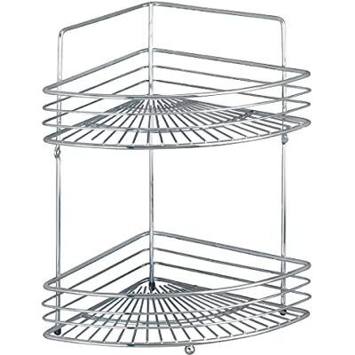 WENKO Milano Hoekplank, wandrek, 2 niveaus, 2 planken, staal, 31,5 x 37 x 22 cm, verchroomd WENKO Milano Hoekplank, wandrek, 2 niveaus, 2 planken, staal, 31,5 x 37 x 22 cm, verchroomd