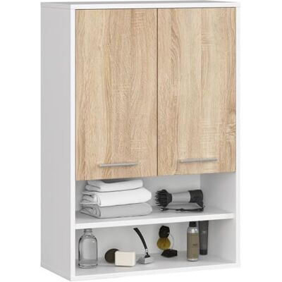 AKORD Badkamerkast, hangkast, 64 cm, 2 kanteldeuren, 4 planken, wandkast, mat laminaat, modulair meubel, 64 x 94 x 30 cm, voor nauwe ruimtes, wit AKORD Badkamerkast, hangkast, 64 cm, 2 kanteldeuren, 4 planken, wandkast, mat laminaat, modulair meubel, 64 x 94 x 30 cm, voor nauwe ruimtes, wit