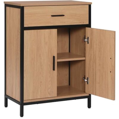 EUGAD Badkamerkast met 1 lade, 2 deuren, vrijstaande badkamerkast met verstelbare plank, opbergkast voor woonkamer, keuken, hal, 60 x 80 x 30 cm EUGAD Badkamerkast met 1 lade, 2 deuren, vrijstaande badkamerkast met verstelbare plank, opbergkast voor woonkamer, keuken, hal, 60 x 80 x 30 cm