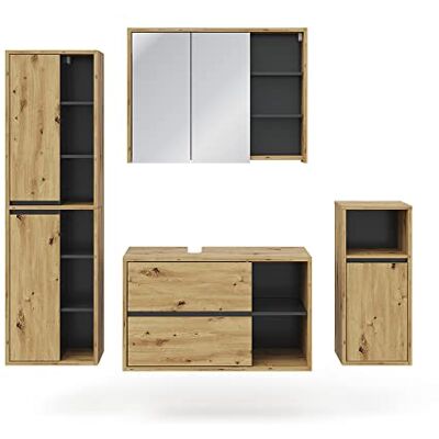 Vicco Badmeubel "Viola", Artisan eiken 100 cm 4 stuks · wastafelonderkast · spiegelkast · hoge kast · halfhoge kast Vicco Badmeubel "Viola", Artisan eiken 100 cm 4 stuks · wastafelonderkast · spiegelkast · hoge kast · halfhoge kast