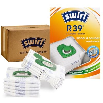 Swirl R39 MicroPor Plus stofzuigerzakken, 10 stuks voor Rowenta en Moulinex Geschikt voor bijvoorbeeld Rowenta RO 6383 Silence Force Compact, RO 7793 Silence Force, Robot RR8L85WH, RR9695WH X-Plorer Swirl R39 MicroPor Plus stofzuigerzakken, 10 stuks voor Rowenta en Moulinex Geschikt voor bijvoorbeeld Rowenta RO 6383 Silence Force Compact, RO 7793 Silence Force, Robot RR8L85WH, RR9695WH X-Plorer
