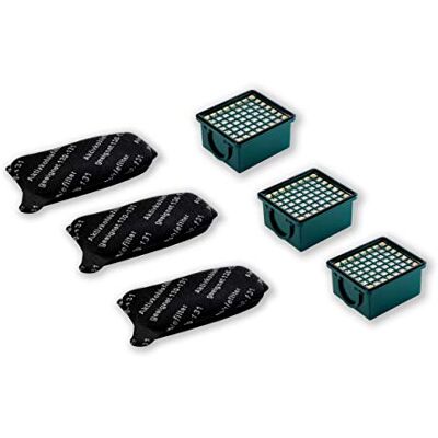 eVendix 3 stuks HEPA-microfilters + 3 actieve geurfilters / koolstoffilter / motorbeschermingsfilter geschikt voor Vorwerk Kobold VK 130, VK 131, SC eVendix 3 stuks HEPA-microfilters + 3 actieve geurfilters / koolstoffilter / motorbeschermingsfilter geschikt voor Vorwerk Kobold VK 130, VK 131, SC