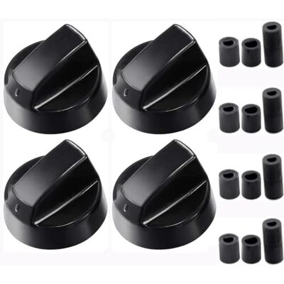 Bessy shop Adapter voor gasfornuis, universele bedieningsknoppen voor oven, kookplaat, 4 zwarte knoppen + 12 adapters (6 mm), compatibel met camper en pizzaoven Bessy shop Adapter voor gasfornuis, universele bedieningsknoppen voor oven, kookplaat, 4 zwarte knoppen + 12 adapters (6 mm), compatibel met camper en pizzaoven