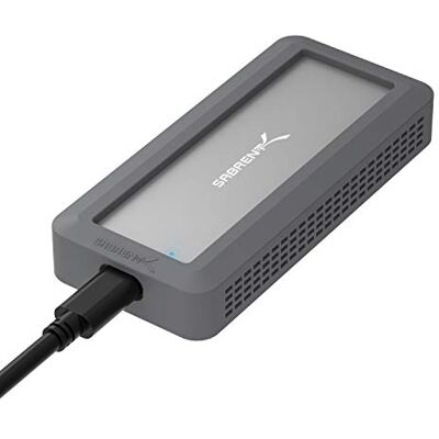 SABRENT M.2 SSD-behuizing, USB C 3.2 naar NVMe SSD, aluminium M2 NVMe adapter, met koelpad en bumper, snelle gegevensoverdracht, robuuste waterdichte behuizing, voor M-stick SABRENT M.2 SSD-behuizing, USB C 3.2 naar NVMe SSD, aluminium M2 NVMe adapter, met koelpad en bumper, snelle gegevensoverdracht, robuuste waterdichte behuizing, voor M-stick