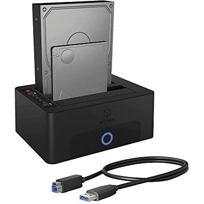 ICY BOX USB 3.0 dockingstation voor 2 SSD of harde schijf van 2,5 of 3,5 inch, klonen, adapter/behuizing voor interne en externe harde schijf, IB-1232CL-U3 ICY BOX USB 3.0 dockingstation voor 2 SSD of harde schijf van 2,5 of 3,5 inch, klonen, adapter/behuizing voor interne en externe harde schijf, IB-1232CL-U3