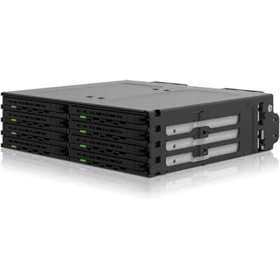 Icy Dock ExpressCage MB038SP-B 8 stuks verwijderbare 2,5 inch SATA/SAS harde schijf racks met schroefloze schijven in 5,25 inch bay Icy Dock ExpressCage MB038SP-B 8 stuks verwijderbare 2,5 inch SATA/SAS harde schijf racks met schroefloze schijven in 5,25 inch bay