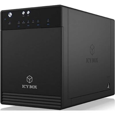 ICY BOX Externe USB-C-behuizing met 4 vakken voor 2,5 inch en 3,5 inch SSD en harde schijven, USB 3.1 Gen 2 (10 Gbit/s), JBOD, ventilator, SATA III, aluminium, IB-3740-C31 ICY BOX Externe USB-C-behuizing met 4 vakken voor 2,5 inch en 3,5 inch SSD en harde schijven, USB 3.1 Gen 2 (10 Gbit/s), JBOD, ventilator, SATA III, aluminium, IB-3740-C31