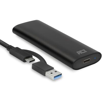 ACT NVMe PCIe USB-C behuizing, aluminium M.2 SSD-behuizing, 10 Gbps, zonder gereedschap, voor M-Key en B+M-Key behuizingsadapter AC1615 ACT NVMe PCIe USB-C behuizing, aluminium M.2 SSD-behuizing, 10 Gbps, zonder gereedschap, voor M-Key en B+M-Key behuizingsadapter AC1615
