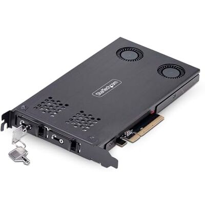 StarTech . com Dual-Bay M.2 NVMe SSD naar PCIe x8, verwijderbaar mobiel rack, PCIe Bifurcation vereist, Hot-Swap Drive Bay StarTech . com Dual-Bay M.2 NVMe SSD naar PCIe x8, verwijderbaar mobiel rack, PCIe Bifurcation vereist, Hot-Swap Drive Bay