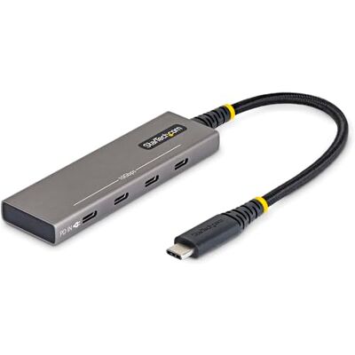 StarTech Hub USB-C à 4 ports, 10 Gbit/s, charge PD 100 W, 4 ports USB-C, protection contre les surintensités, aluminium PCR, pour MacBook/Dell/ThinkPad/HP/iPad/tablette StarTech Hub USB-C à 4 ports, 10 Gbit/s, charge PD 100 W, 4 ports USB-C, protection contre les surintensités, aluminium PCR, pour MacBook/Dell/ThinkPad/HP/iPad/tablette
