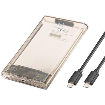 Ewent SuperSpeed 5 Gbps USB-C SSD/HDD behuizing (USB 3.2 Gen1) Externe behuizing voor 2,5 inch SATA harde schijf tot 9,5 mm, UASP-ondersteuning, transparante behuizing, schroefloze installatie, Windows compatibel Ewent SuperSpeed 5 Gbps USB-C SSD/HDD behuizing (USB 3.2 Gen1) Externe behuizing voor 2,5 inch SATA harde schijf tot 9,5 mm, UASP-ondersteuning, transparante behuizing, schroefloze installatie, Windows compatibel