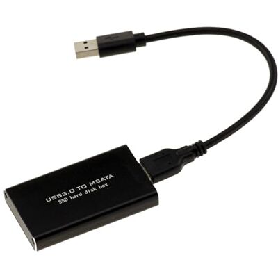 KALEA-INFORMATIQUE Zwarte mSATA naar USB3 aluminium behuizing met kabel voor 30 mm of 50 mm mSATA SSD KALEA-INFORMATIQUE Zwarte mSATA naar USB3 aluminium behuizing met kabel voor 30 mm of 50 mm mSATA SSD