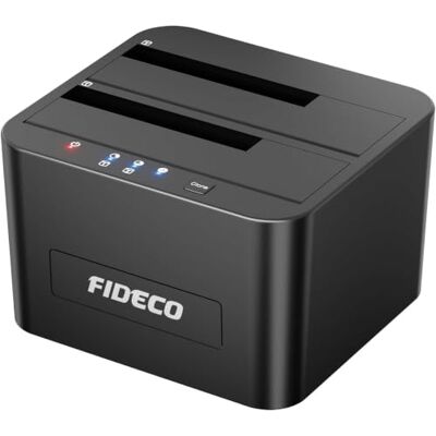 FIDECO Harde Schijf Docking Station, USB 3.0 naar SATA Externe Harde Schijf Docking Station voor 2,5 en 3,5 inch SATA HDD of SSD, ondersteuning voor offline kloon, TF- en SD-kaartlezer en 2x 16TB harde schijven Station d'accueil pour Disque Dur, Double FIDECO Harde Schijf Docking Station, USB 3.0 naar SATA Externe Harde Schijf Docking Station voor 2,5 en 3,5 inch SATA HDD of SSD, ondersteuning voor offline kloon, TF- en SD-kaartlezer en 2x 16TB harde schijven Station d'accueil pour Disque Dur, Double