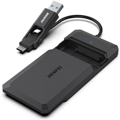 BENFEI Hard Disk Enclosure 2.5, USB C/USB A externe drive case voor SATA HDD en SSD 2,5 inch en 7/9,5 mm, UASP-versnelling BENFEI Hard Disk Enclosure 2.5, USB C/USB A externe drive case voor SATA HDD en SSD 2,5 inch en 7/9,5 mm, UASP-versnelling