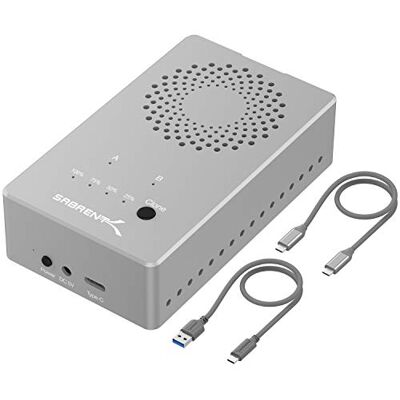 SABRENT M.2 SSD dockingstation, dubbele NVMe Clone, USB C 3.2 PCIe duplicator functiebehuizing, extern aluminium voor twee M2 NVMe met voeding, zonder gereedschap (EC-SSD2) SABRENT M.2 SSD dockingstation, dubbele NVMe Clone, USB C 3.2 PCIe duplicator functiebehuizing, extern aluminium voor twee M2 NVMe met voeding, zonder gereedschap (EC-SSD2)