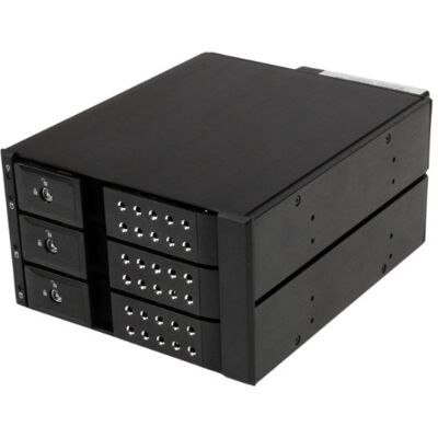 StarTech . com Aluminium Mobiele Rack Zonder Lade voor 3x Harde Schijf SAS II/SATA III 6 Gbps Hot Swap (HSB3SATSASBA) StarTech . com Aluminium Mobiele Rack Zonder Lade voor 3x Harde Schijf SAS II/SATA III 6 Gbps Hot Swap (HSB3SATSASBA)