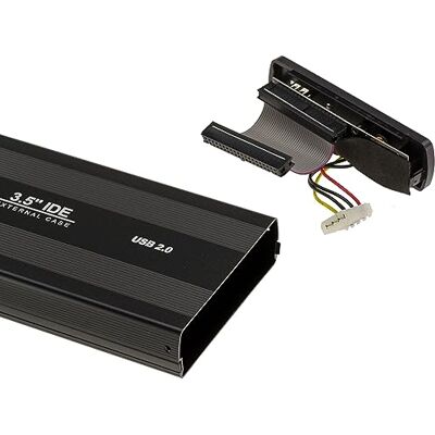 KALEA-INFORMATIQUE Externe USB-behuizing voor IDE 3.5 40-pins harde schijven met externe voeding. van aluminium, kleur: zwart KALEA-INFORMATIQUE Externe USB-behuizing voor IDE 3.5 40-pins harde schijven met externe voeding. van aluminium, kleur: zwart
