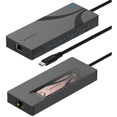 SABRENT USB-C-hub, 6-poorts basis met M.2 SSD-sleuf, 90W PD3.0, 1 USB 2.0 en 2 USB 3.0 Type-A, HDMI 2.0 4K @60Hz, 1GbE RJ45-poort (HB-6PNV) SABRENT USB-C-hub, 6-poorts basis met M.2 SSD-sleuf, 90W PD3.0, 1 USB 2.0 en 2 USB 3.0 Type-A, HDMI 2.0 4K @60Hz, 1GbE RJ45-poort (HB-6PNV)