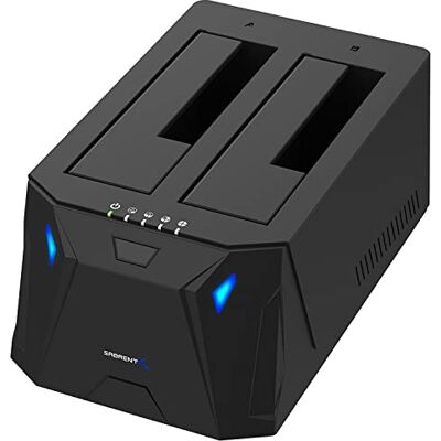 SABRENT 2,5 inch / 3,5 inch SATA harde schijf dock, 2 sleuven SSD/HDD naar USB 3.2 adapter, externe behuizing voor harde schijf, offline klonen, ondersteunt UASP, USB-kabel meegeleverd met voeding SABRENT 2,5 inch / 3,5 inch SATA harde schijf dock, 2 sleuven SSD/HDD naar USB 3.2 adapter, externe behuizing voor harde schijf, offline klonen, ondersteunt UASP, USB-kabel meegeleverd met voeding