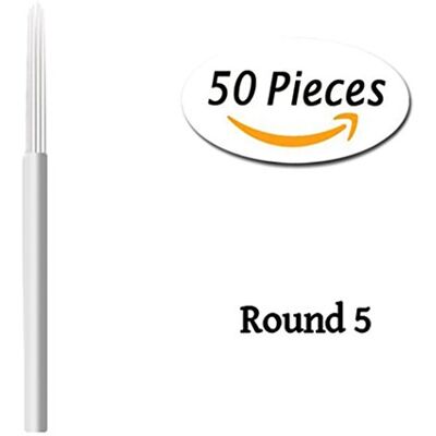 XIAOYU ronde microblading naalden, handmatige naald mist naald eyebrow tattoo pen voor permanente make-up, 50 stuks, 5R XIAOYU ronde microblading naalden, handmatige naald mist naald eyebrow tattoo pen voor permanente make-up, 50 stuks, 5R