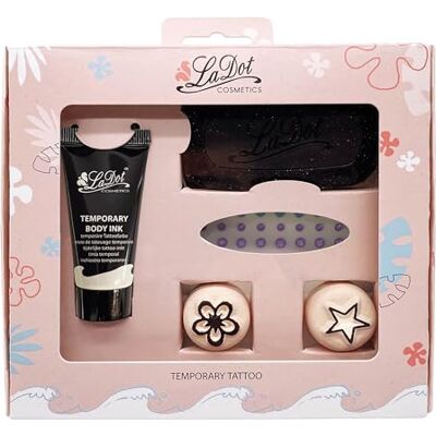 Ladot Tijdelijke tattooset, make-up up zwart en stempel + 80 strass-stickers + 2 tattoo-stenen, maat S Ladot Tijdelijke tattooset, make-up up zwart en stempel + 80 strass-stickers + 2 tattoo-stenen, maat S