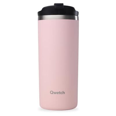 QWETCH Thermosbeker voor op reis pastelroze 470 ml thermoskoffie en thee van roestvrij staal 6 uur warm en 12 uur koud waterdicht, reisbeker QWETCH Thermosbeker voor op reis pastelroze 470 ml thermoskoffie en thee van roestvrij staal 6 uur warm en 12 uur koud waterdicht, reisbeker