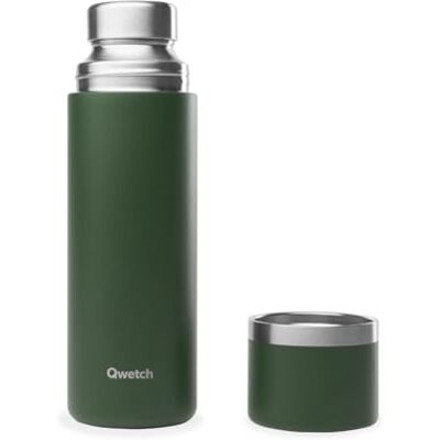 QWETCH Thermo Kaki 750 ml Thermo met gerecyclede roestvrijstalen beker 24 uur koud en 12 uur warm waterdicht ideaal voor koffie en thee QWETCH Thermo Kaki 750 ml Thermo met gerecyclede roestvrijstalen beker 24 uur koud en 12 uur warm waterdicht ideaal voor koffie en thee