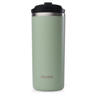 QWETCH Thermosbeker voor op reis lindegroen 470 ml thermoskoffie en thee van roestvrij staal 6 uur warm en 12 uur koud waterdicht, reisbeker QWETCH Thermosbeker voor op reis lindegroen 470 ml thermoskoffie en thee van roestvrij staal 6 uur warm en 12 uur koud waterdicht, reisbeker
