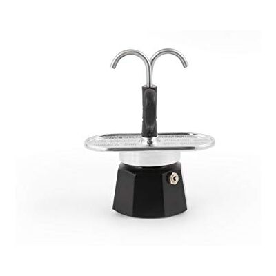 Bialetti De Mini Express Kandisky Moka set bevat een koffiezetapparaat voor 2 kopjes (90 ml), zwart, aluminium Bialetti De Mini Express Kandisky Moka set bevat een koffiezetapparaat voor 2 kopjes (90 ml), zwart, aluminium