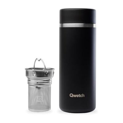 QWETCH Thermostheepot voor nomadisch, 400 ml, theezeef met 2 filters, 12 uur warm/24 uur koud, waterdicht, herbruikbaar en duurzaam, voor thee, koffie, thee, fruit (zwart) QWETCH Thermostheepot voor nomadisch, 400 ml, theezeef met 2 filters, 12 uur warm/24 uur koud, waterdicht, herbruikbaar en duurzaam, voor thee, koffie, thee, fruit (zwart)