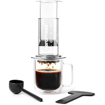 AeroPress Clear koffiepers – 3-in-1 methode combineert French Press, vervolgingen, espresso, volle koffie zonder resten of bitterheid, compact koffiezetapparaat voor camping en reizen, transparant AeroPress Clear koffiepers – 3-in-1 methode combineert French Press, vervolgingen, espresso, volle koffie zonder resten of bitterheid, compact koffiezetapparaat voor camping en reizen, transparant