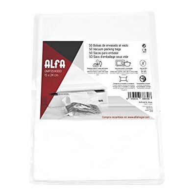 Alfa 0MP2514300 vacuümzakken, 15 cm, 24 cm, kunststof Alfa 0MP2514300 vacuümzakken, 15 cm, 24 cm, kunststof