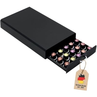 INTIRILIFE Opberglade voor 50 koffiecapsules, compatibel met Nespresso-capsules, 38,2 x 23,2 x 5,6 cm, capsulehouder, lade, opbergdoos in zwart, capsulemachine INTIRILIFE Opberglade voor 50 koffiecapsules, compatibel met Nespresso-capsules, 38,2 x 23,2 x 5,6 cm, capsulehouder, lade, opbergdoos in zwart, capsulemachine